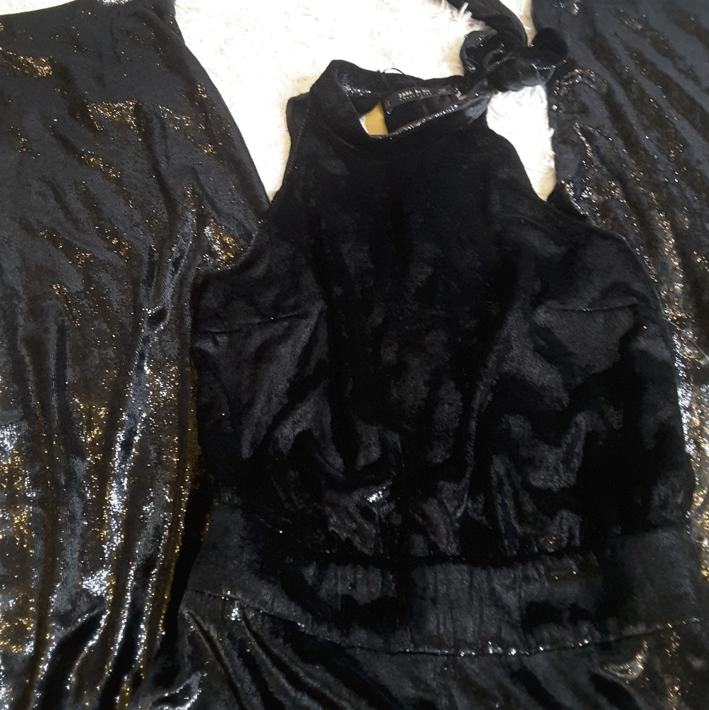 Zara Basic Evening Collection Metallic Velvet Sle… - image 3